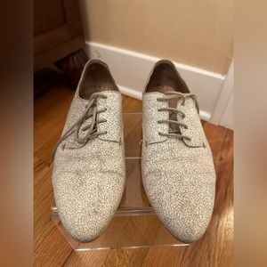 White leather oxfords